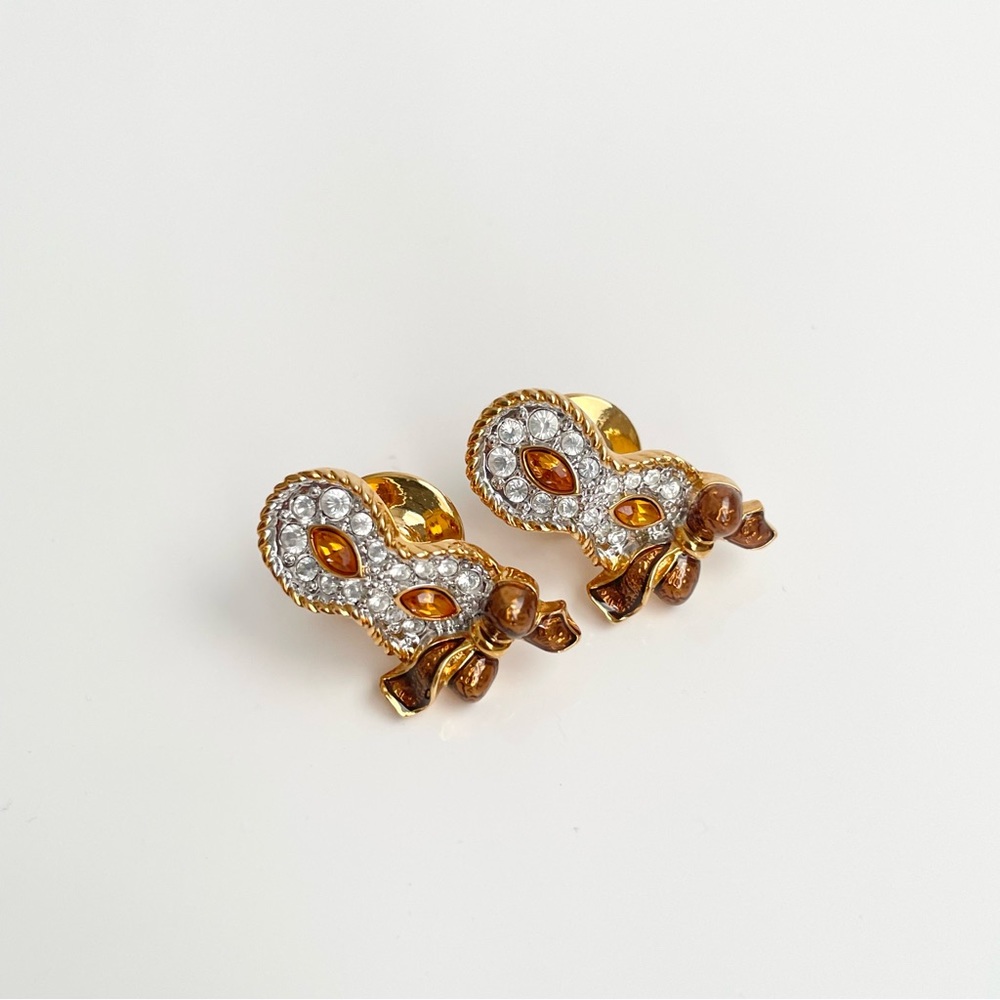 Swarovski Carnival Mask Crystal Pin Orange Eyes